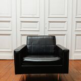 Black faux leather armchair, 1960