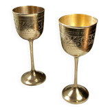 Calices, verre à pied en laiton gravés