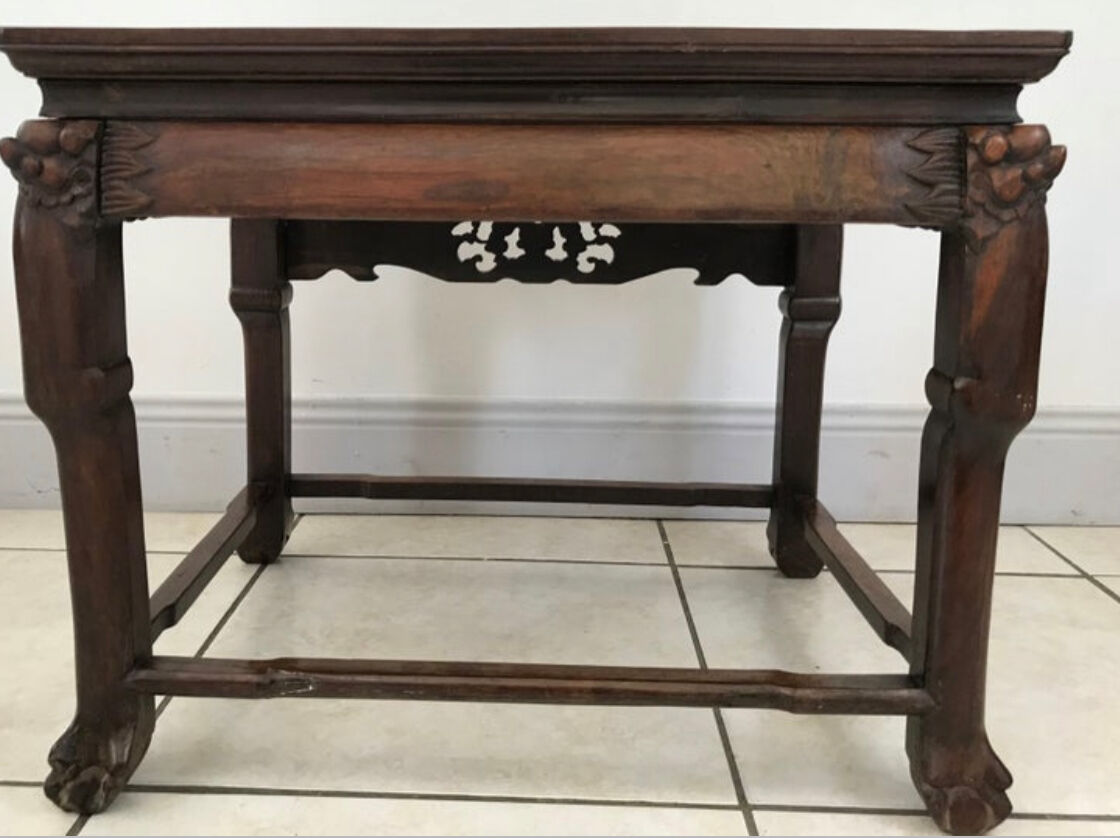 Side table in iron wood and marble from China Circa 1900