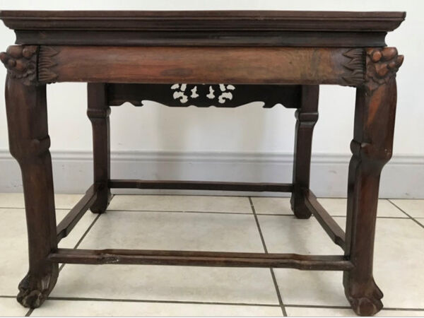 Table d'appoint en bois de fer et marbre de Chine Circa 1900