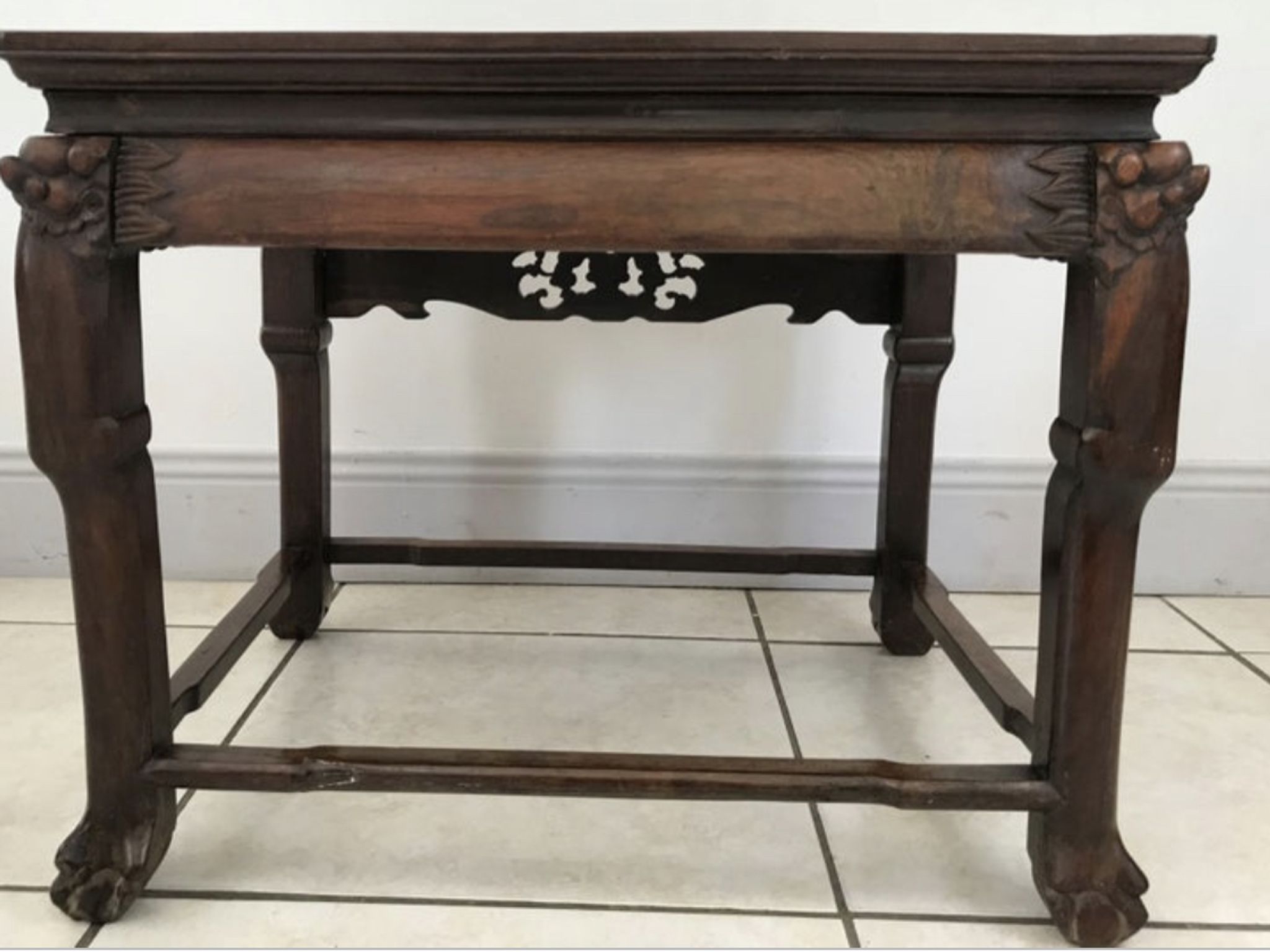 Table d'appoint en bois de fer et marbre de Chine Circa 1900