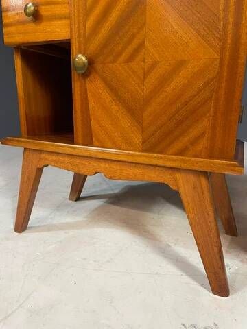 Pair of vintage mid-century modern wooden bedside tables / nightstands