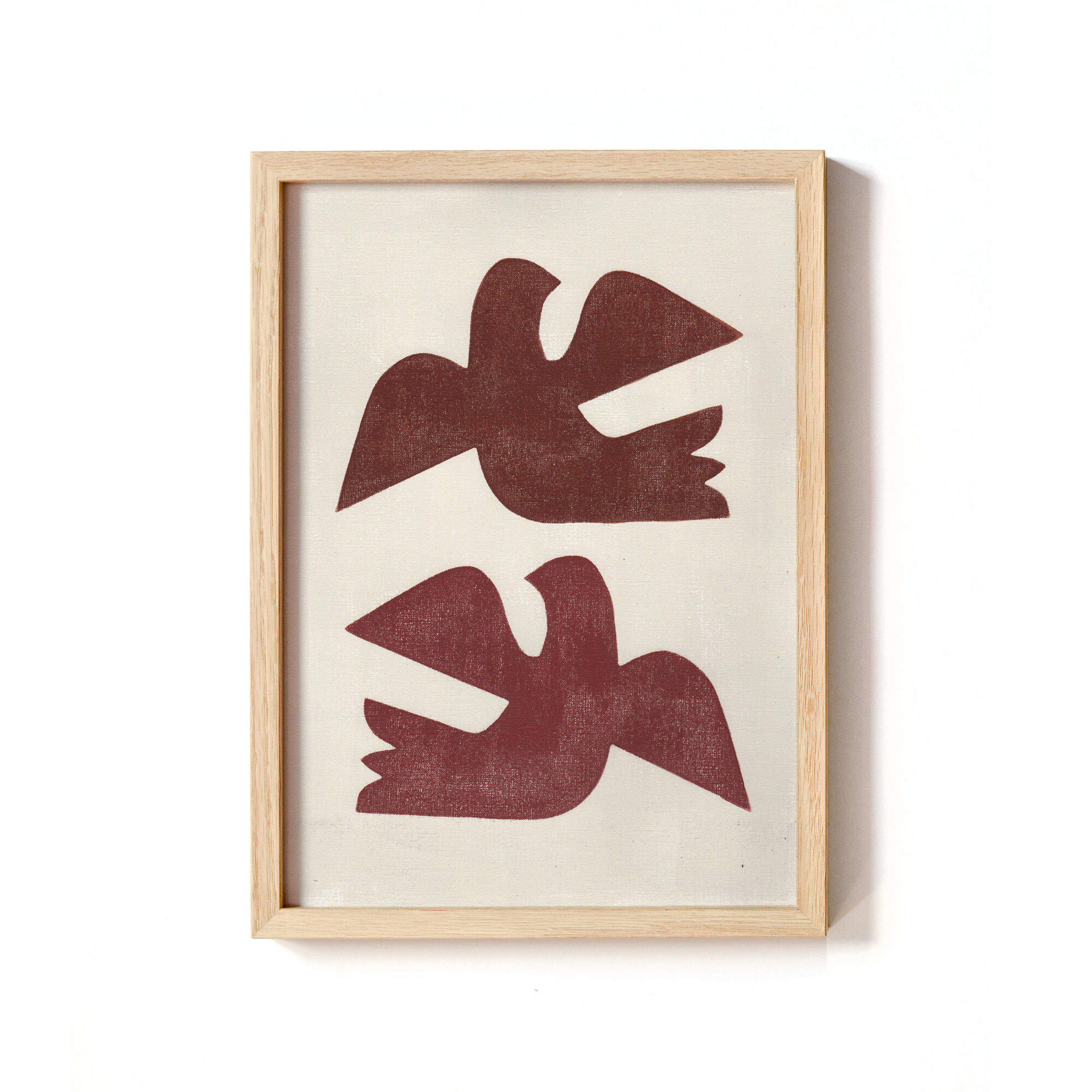 Painting on paper 30x40cm terracotta birds M756 signed Eawy