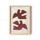Painting on paper 30x40cm terracotta birds M756 signed Eawy