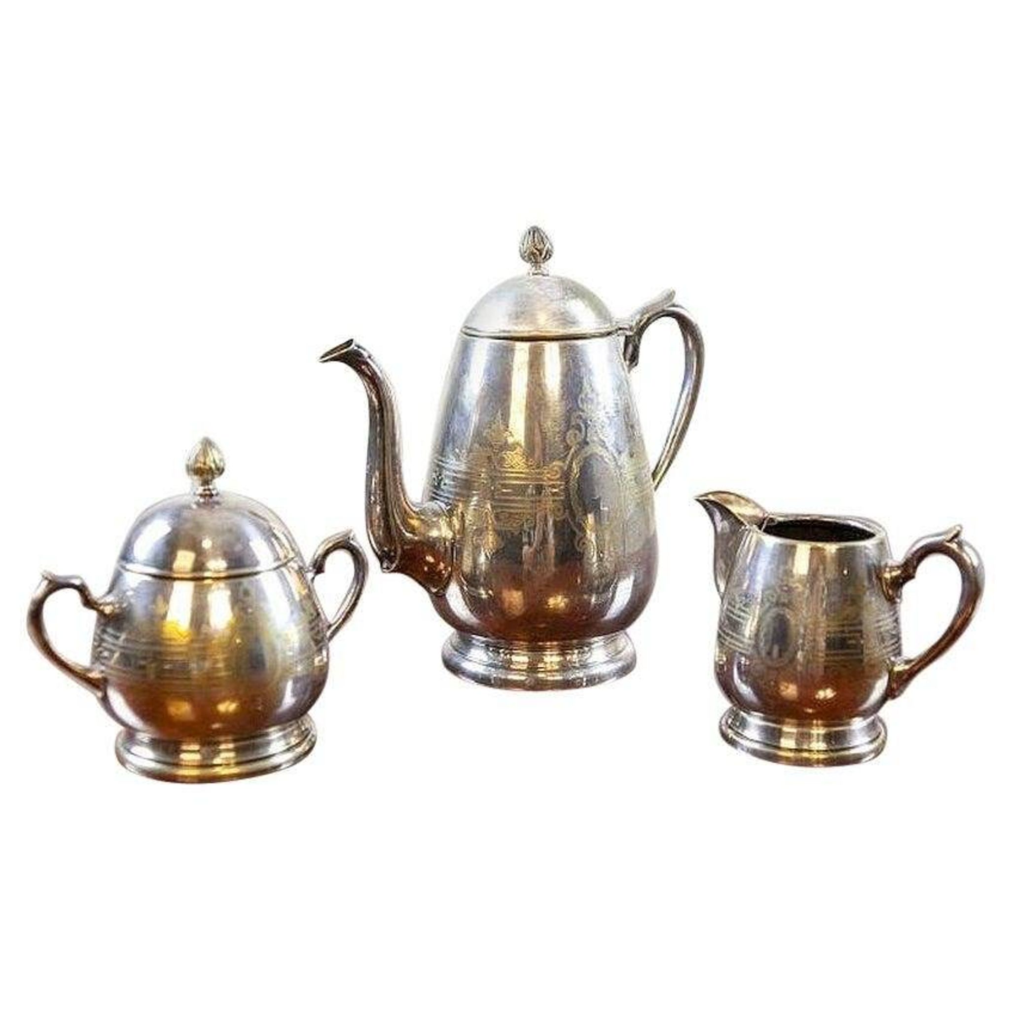 Service à café/thé en argent, années 1930, ensemble de 3 pièces