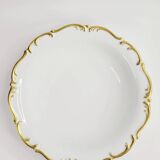Antique shallow dish in gilded porcelain, Tirschenreuth, Bavaria, late 19th century.