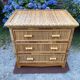 Vintage rattan chest of drawers has 3 drawers.