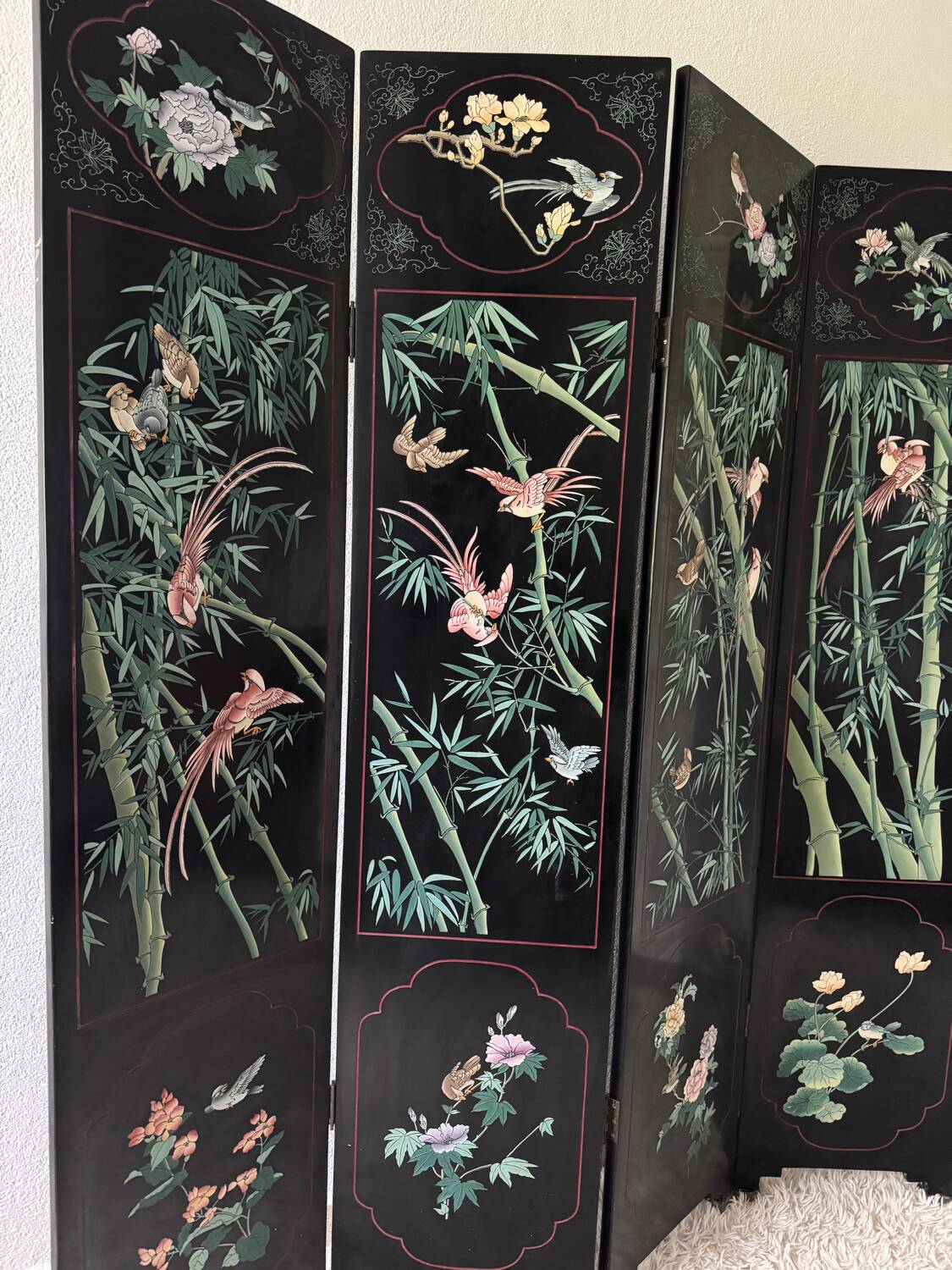 Antique Chinese lacquer screen