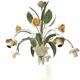 Floral chandelier with yellow flowers and green leaves, 90s