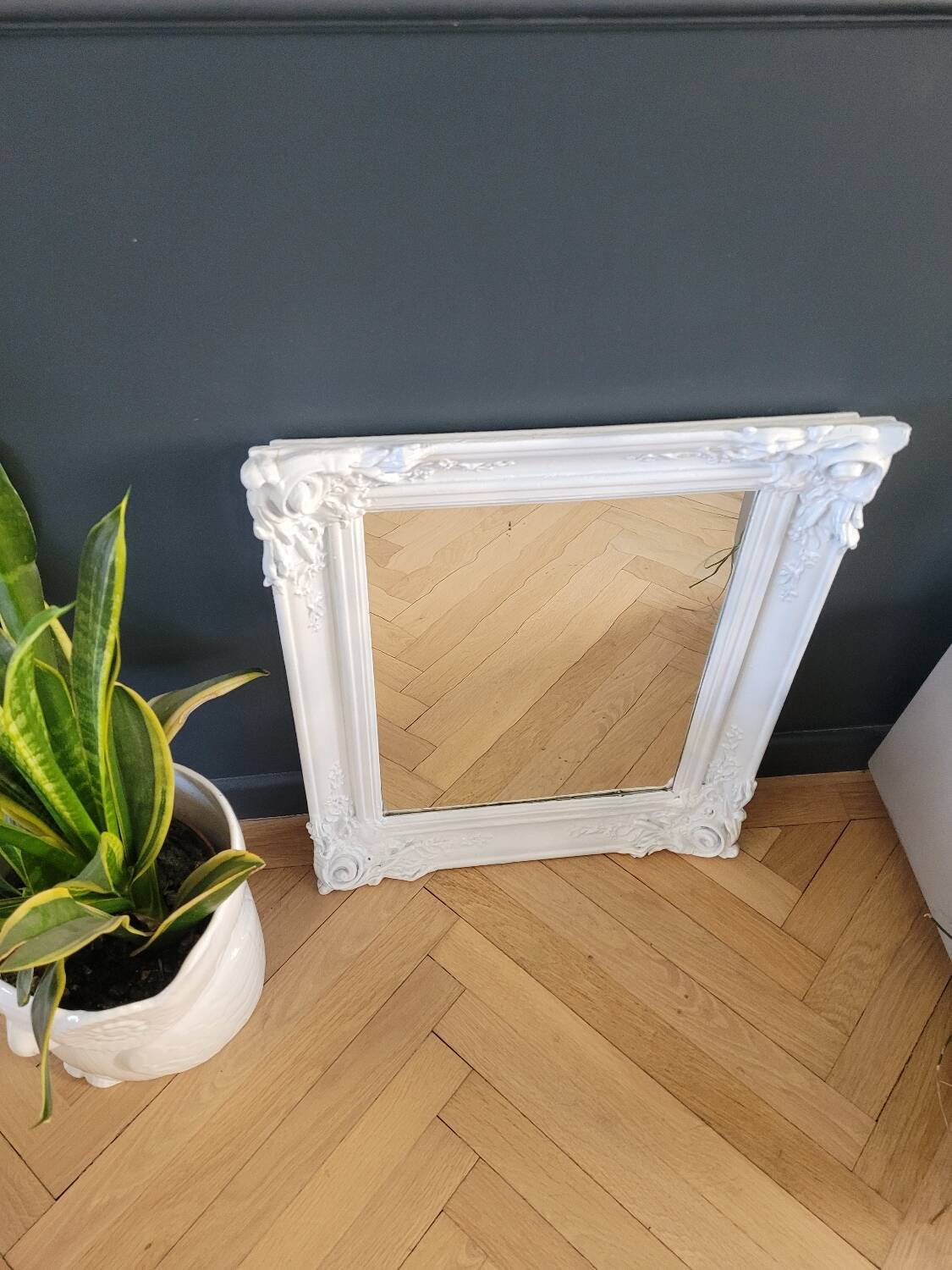 Antique mirror with painted wooden frame