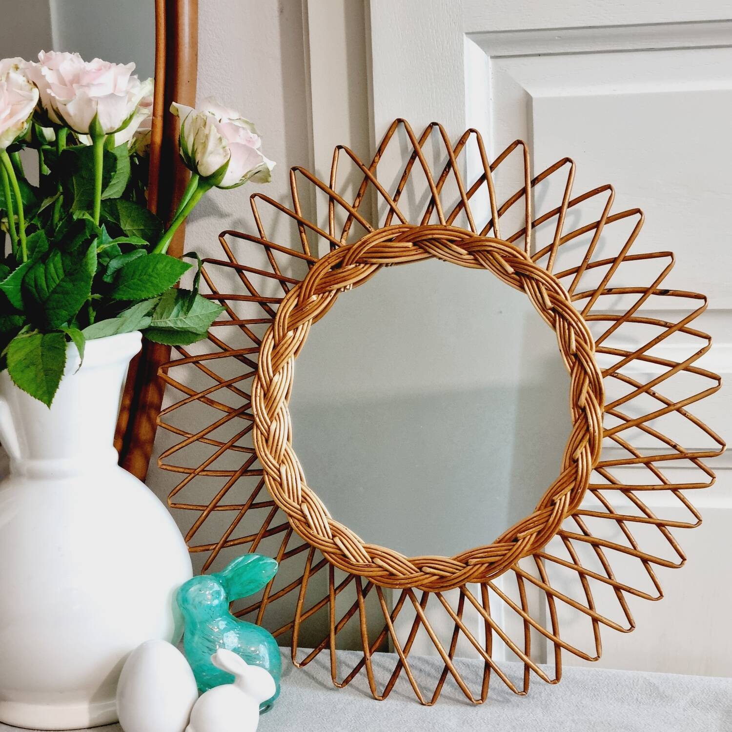 Rattan sun mirror