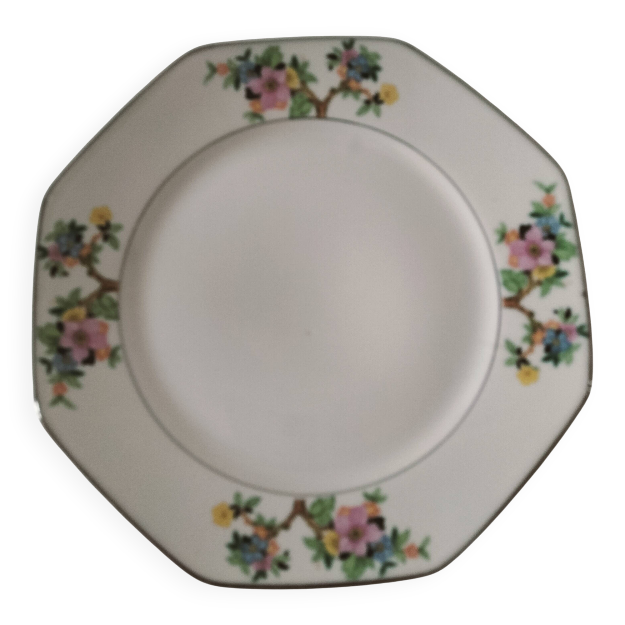 Vierzon porcelain footed plate – Edgar Gaucher, 1950s