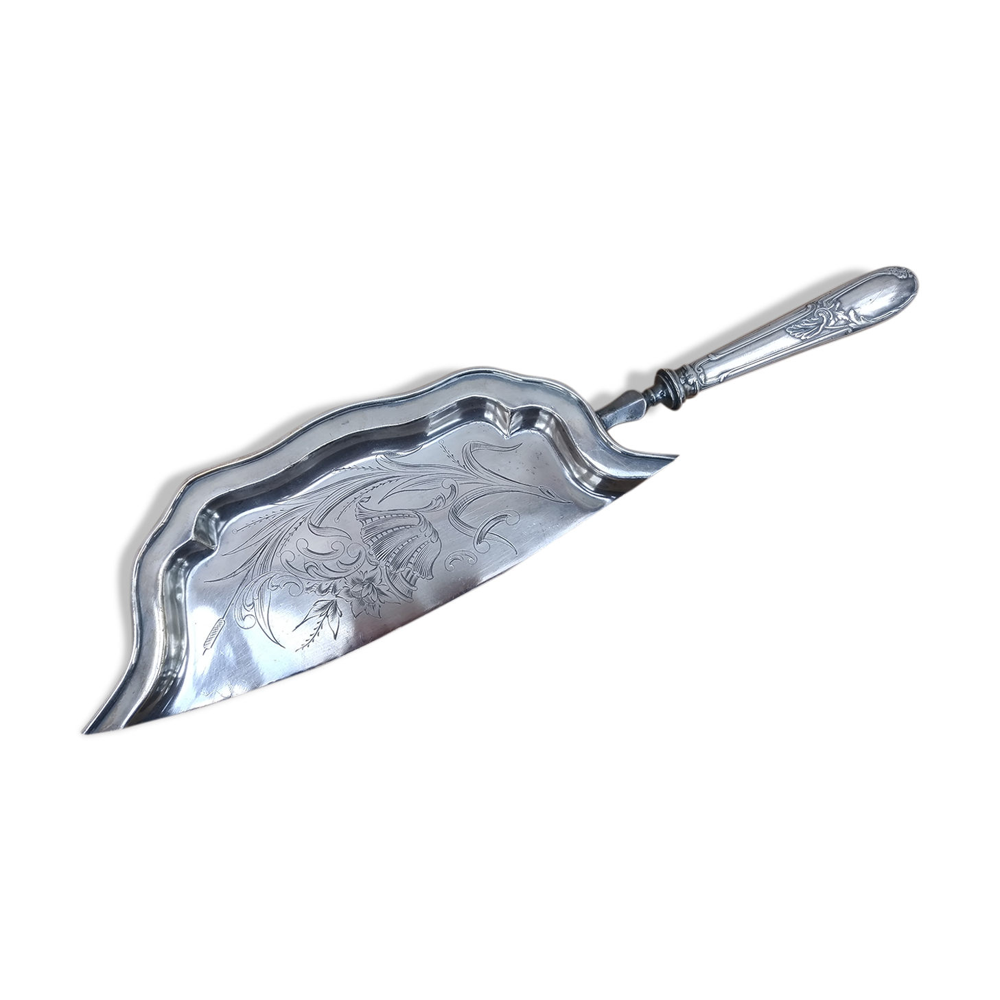 Picks up silver metal crumbs