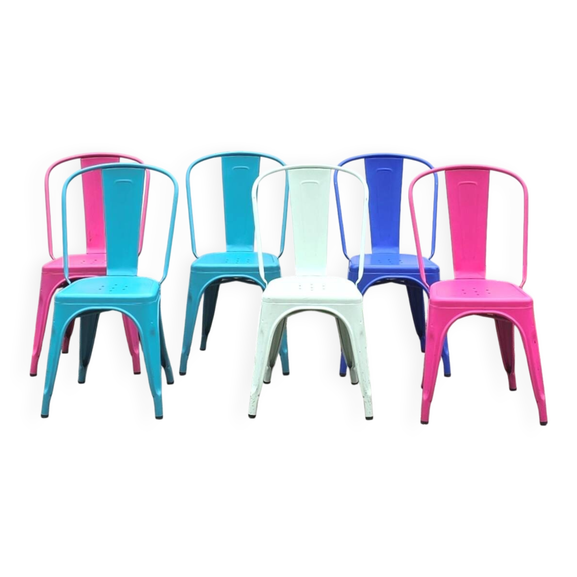 Set of 6 Tolix garden chairs
