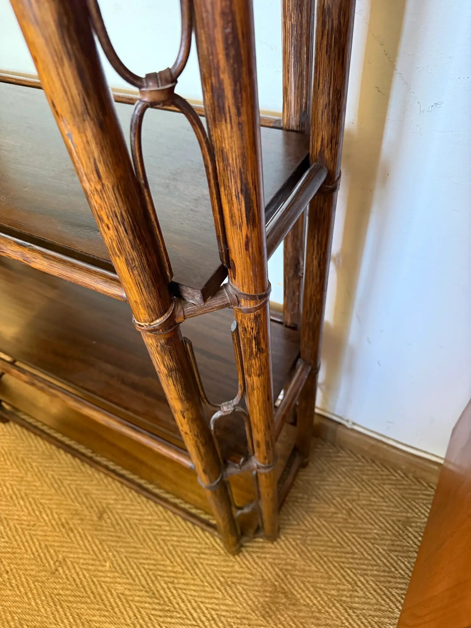 Large vintage rattan shelf/bookcase
