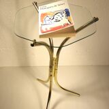 Tripod stand in gold metal and glass