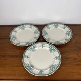Set of 3 flat and deep plates, "Compiègne" model, Longwy, green