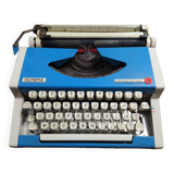 Machine à écrire Olympia Traveller de luxe bleue vintage