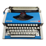 Machine à écrire Olympia Traveller de luxe bleue vintage
