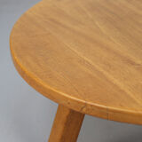 Large Round Rustic Vintage Brutalist Coffee Table in Oak