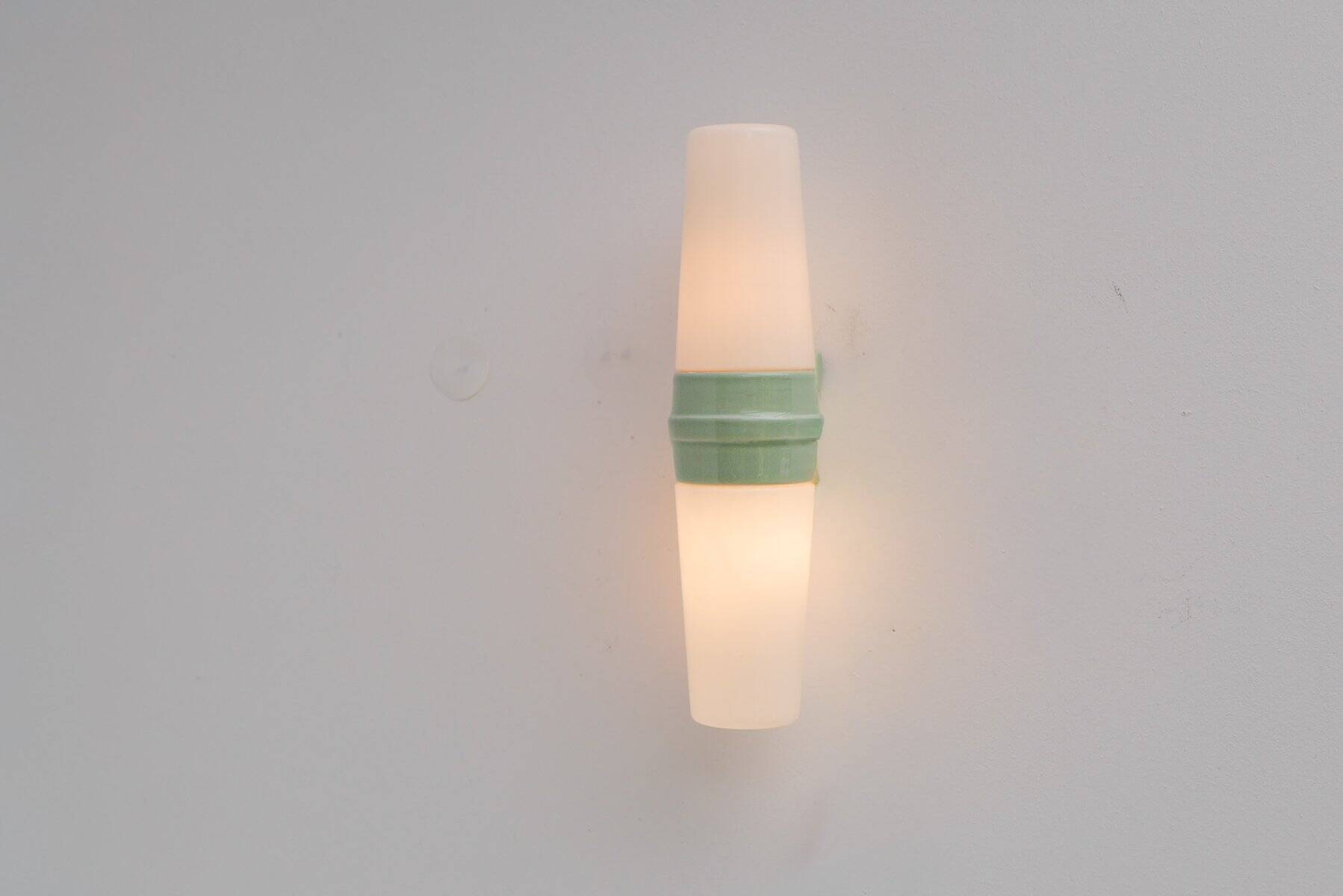 Vintage porcelain bathroom light by Sigvard Bernadotte for Ifö, 1960