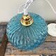 Vintage turquoise blue pendant lamp in electrified chiseled glass to nine