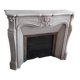 Louis XV style fireplace in veined white Carrara marble and XI ceramics.