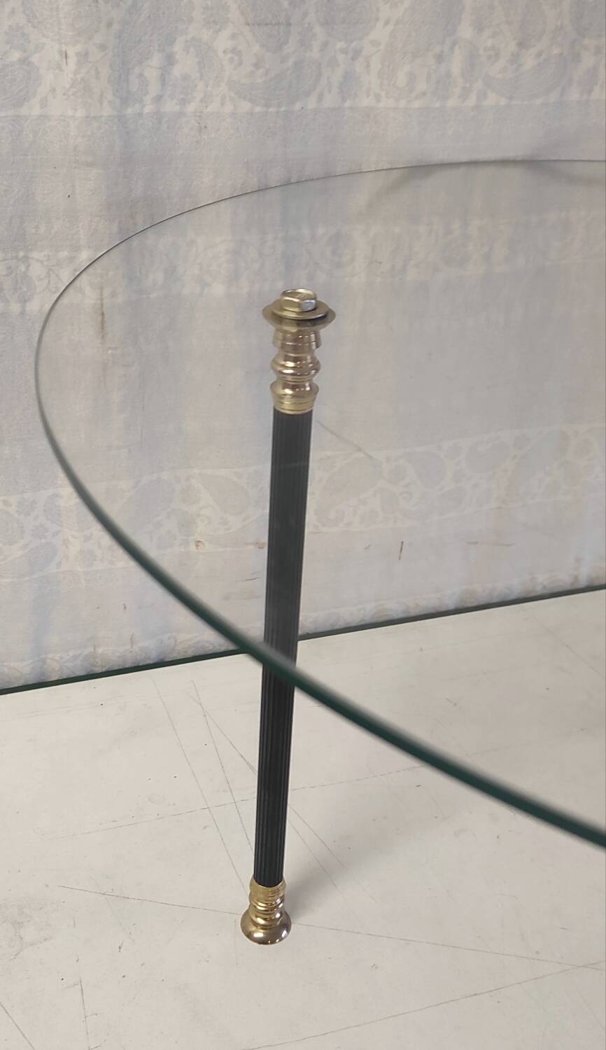 Glass tripod side coffee table - 60s/70s