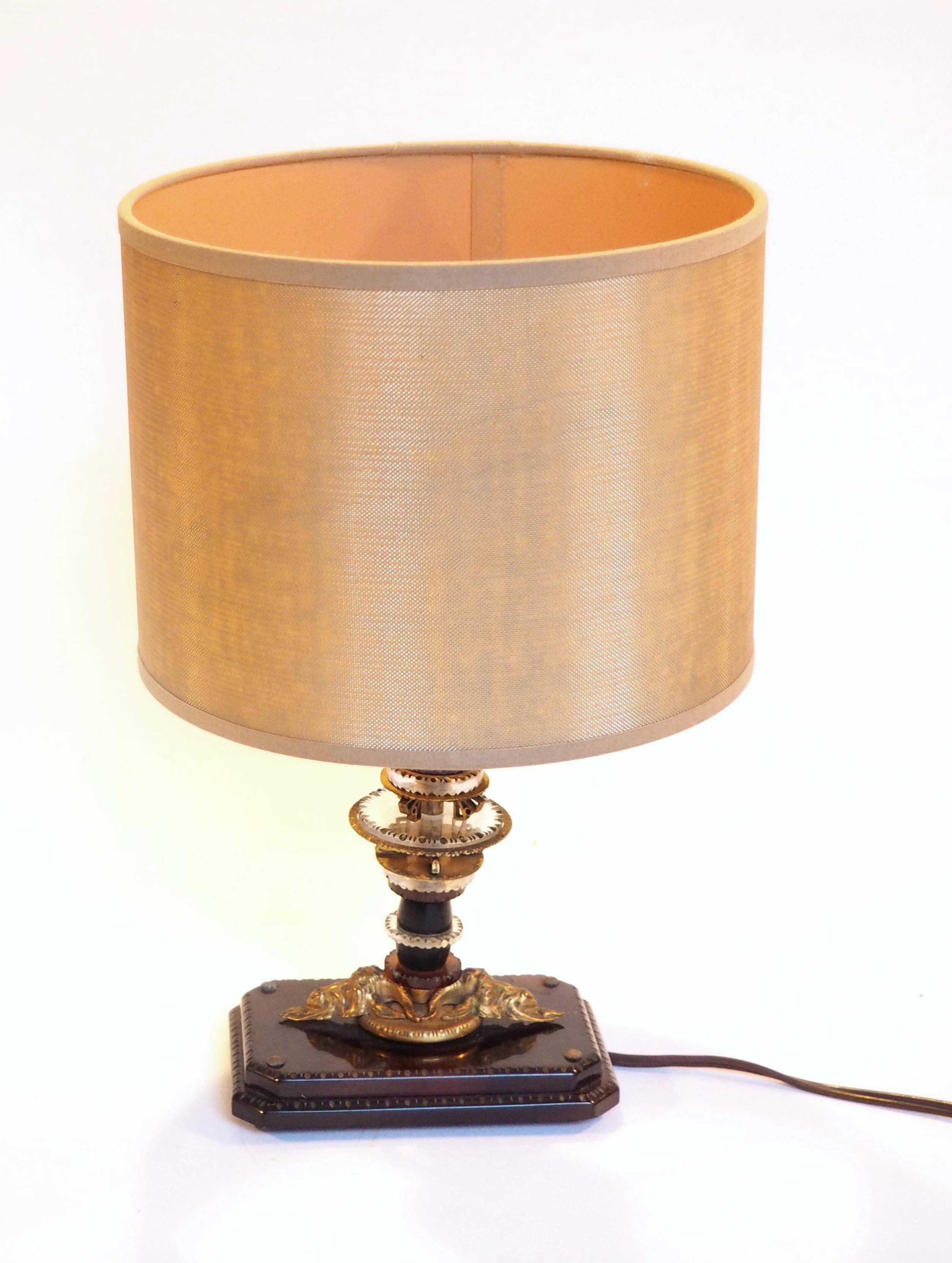 Glass and brass foot lamp