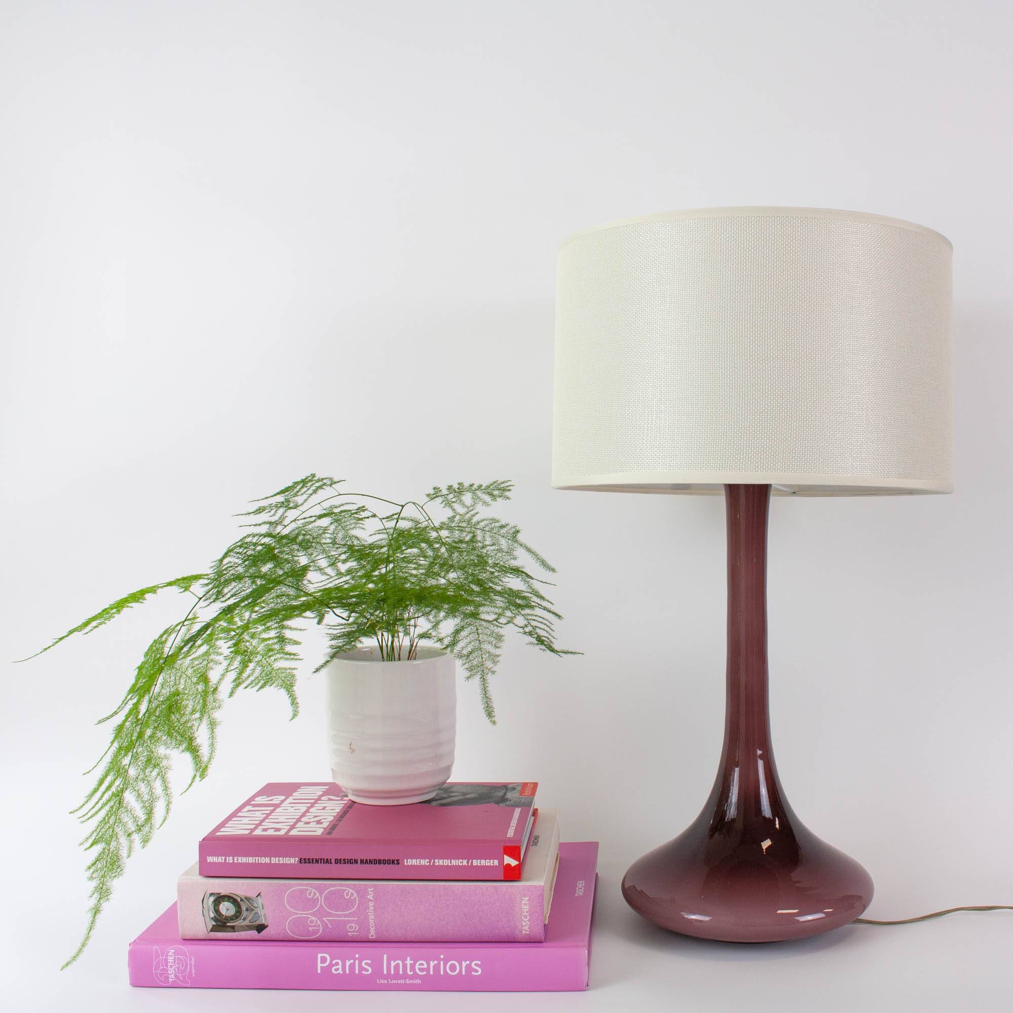 1960s Portuguese Amethyst Opaline Glass Table Lamp