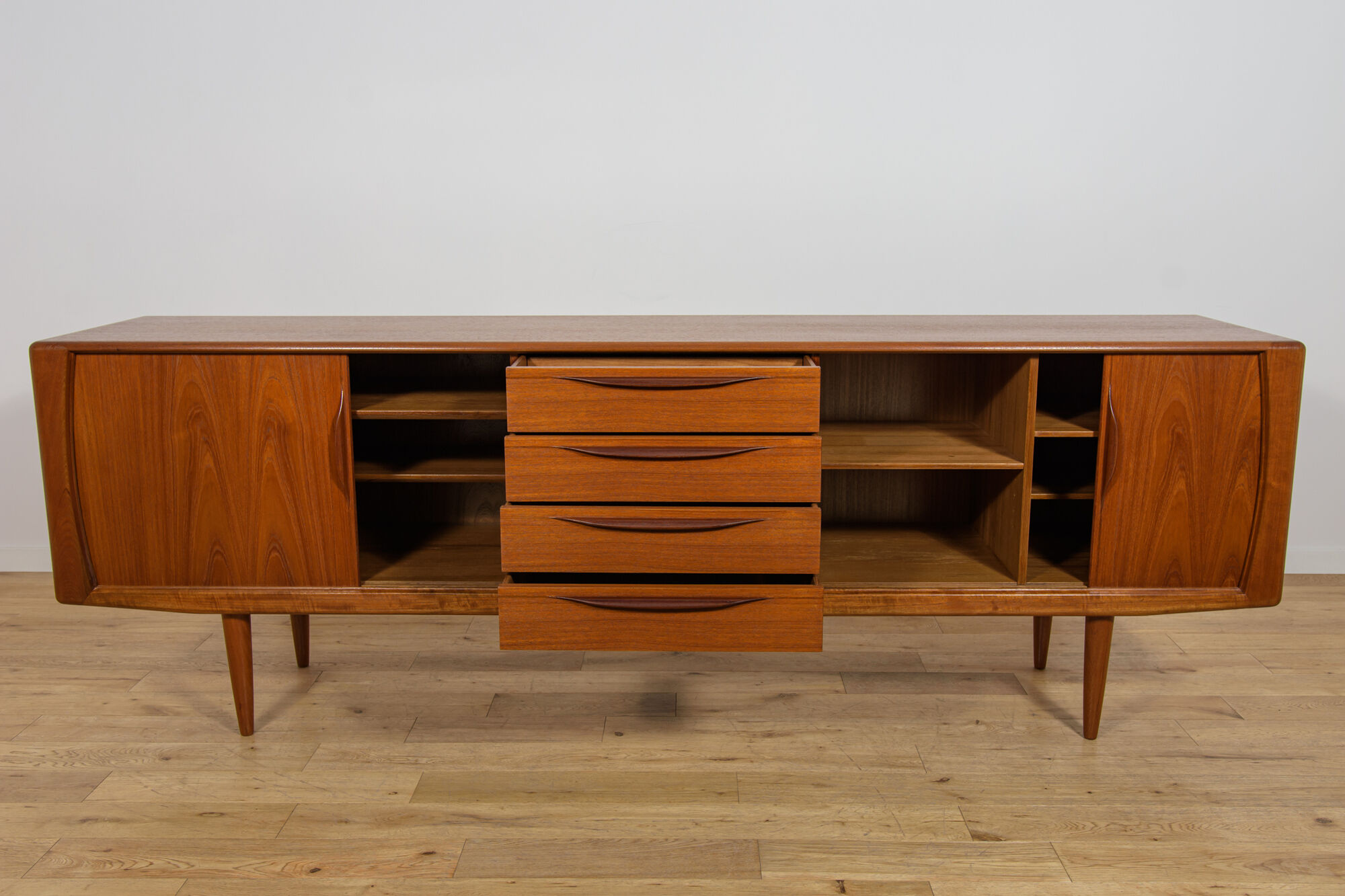 Mid-Century Large Teak Tambour Door Sideboard, Denmark, 1960s