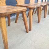 Set of 6 brutalist oak dining chairs, 1960