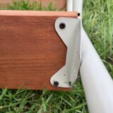 Vintage stepladder in Formica, wood and chromed metal