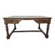 Flat desk in Louis XIII style made of walnut and leather.