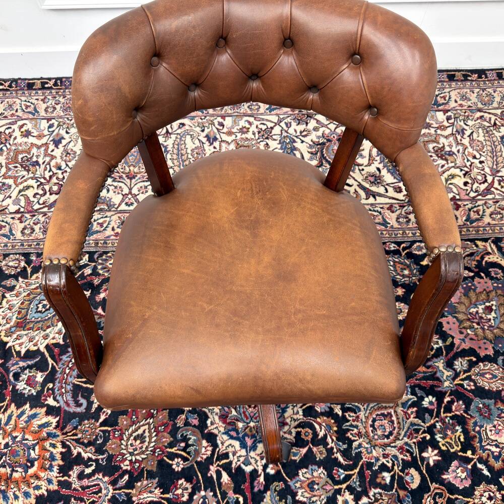 Chaise de bureau Chesterfield Wade en cuir marron
