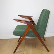 Bunny armchair, 1970s green boucle by J. Chierowski