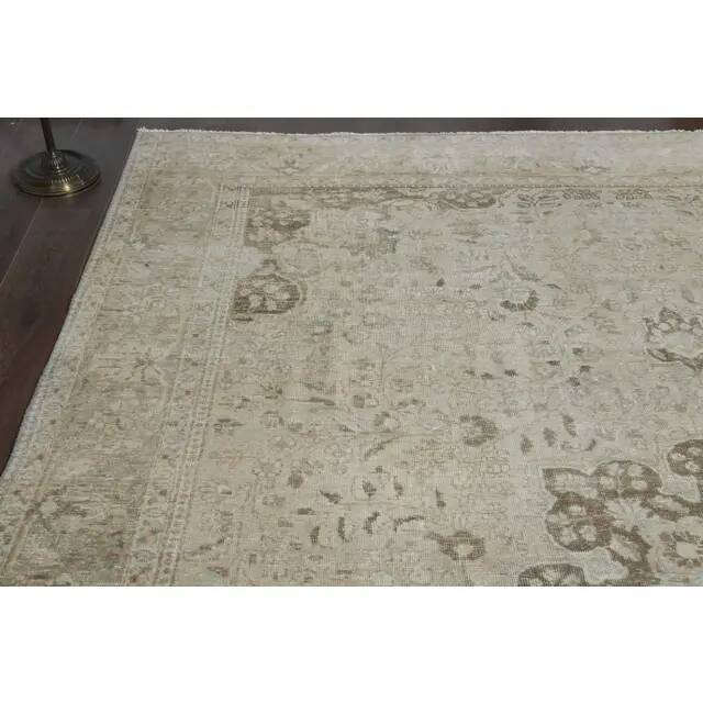 1960s Persian Handmade Wool Cotton Beige Oversized Area Rug 292x381