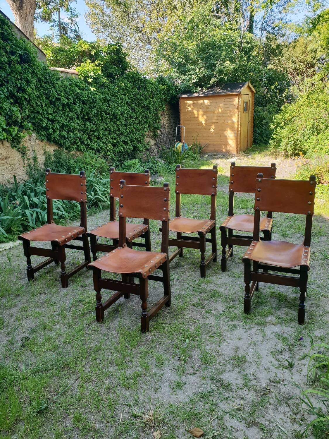 Series of 6 leather chairs 1970