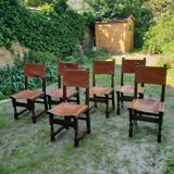 Series of 6 leather chairs 1970