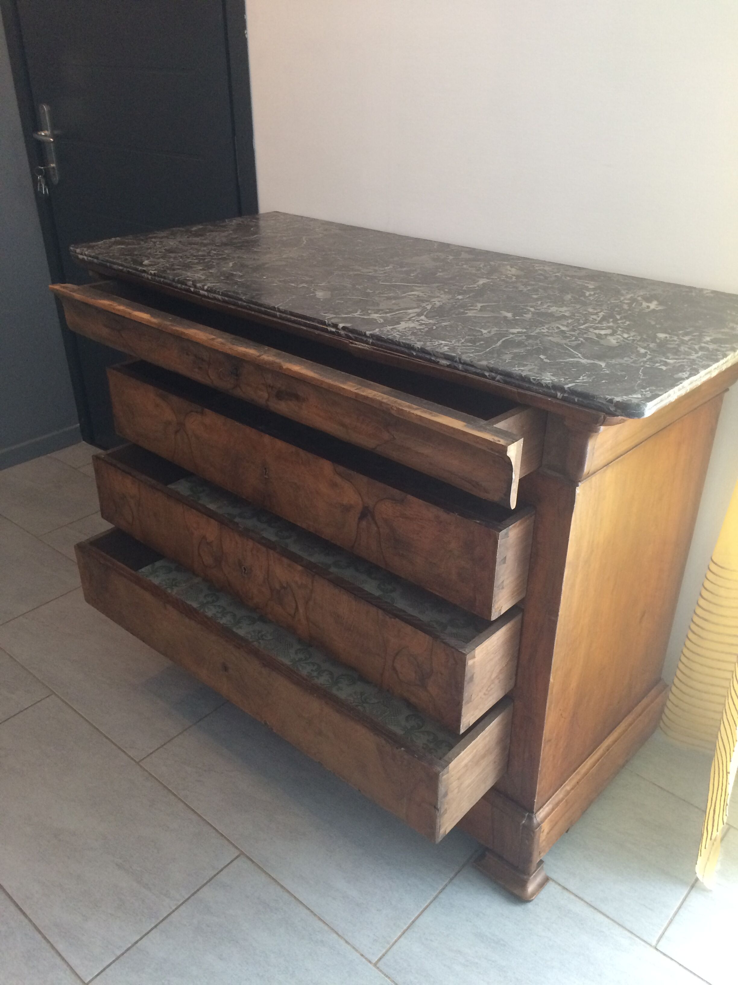 Empire dresser with marble top