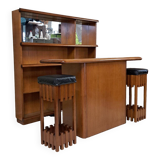 Vintage 70s/80s bar cabinet with stools