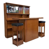 Meuble bar vintage des années 70/80 avec tabourets