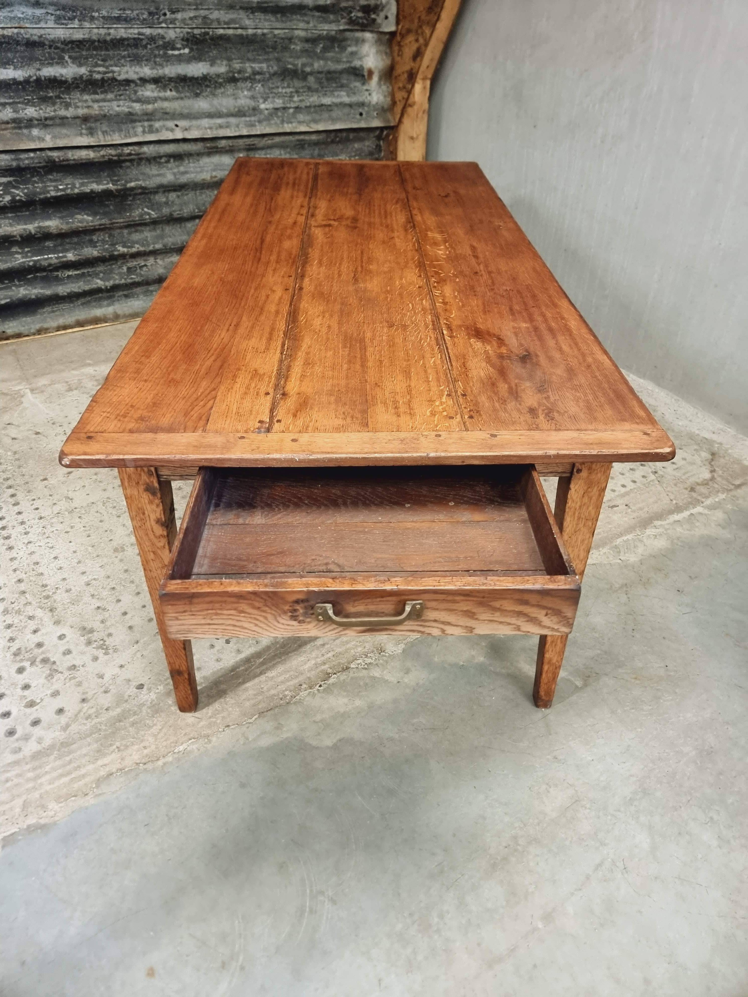 Antique dining table, rural oak table 90 x 200 cm