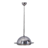 VINTAGE 1970S CHANDELIER IN CHROME-PLATED METAL AND GLASS, ITALIAN DESIGN