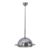 Lustre vintage des années 1970 en métal chromé et verre, design italien