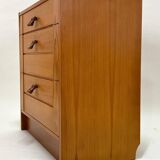 Antique 3 Drawer Chest of Drawers - Pitchpin and Leather - Vintage 70's - Scandinavian Style