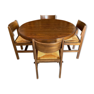 Baumann table with extensions and 4 chairs