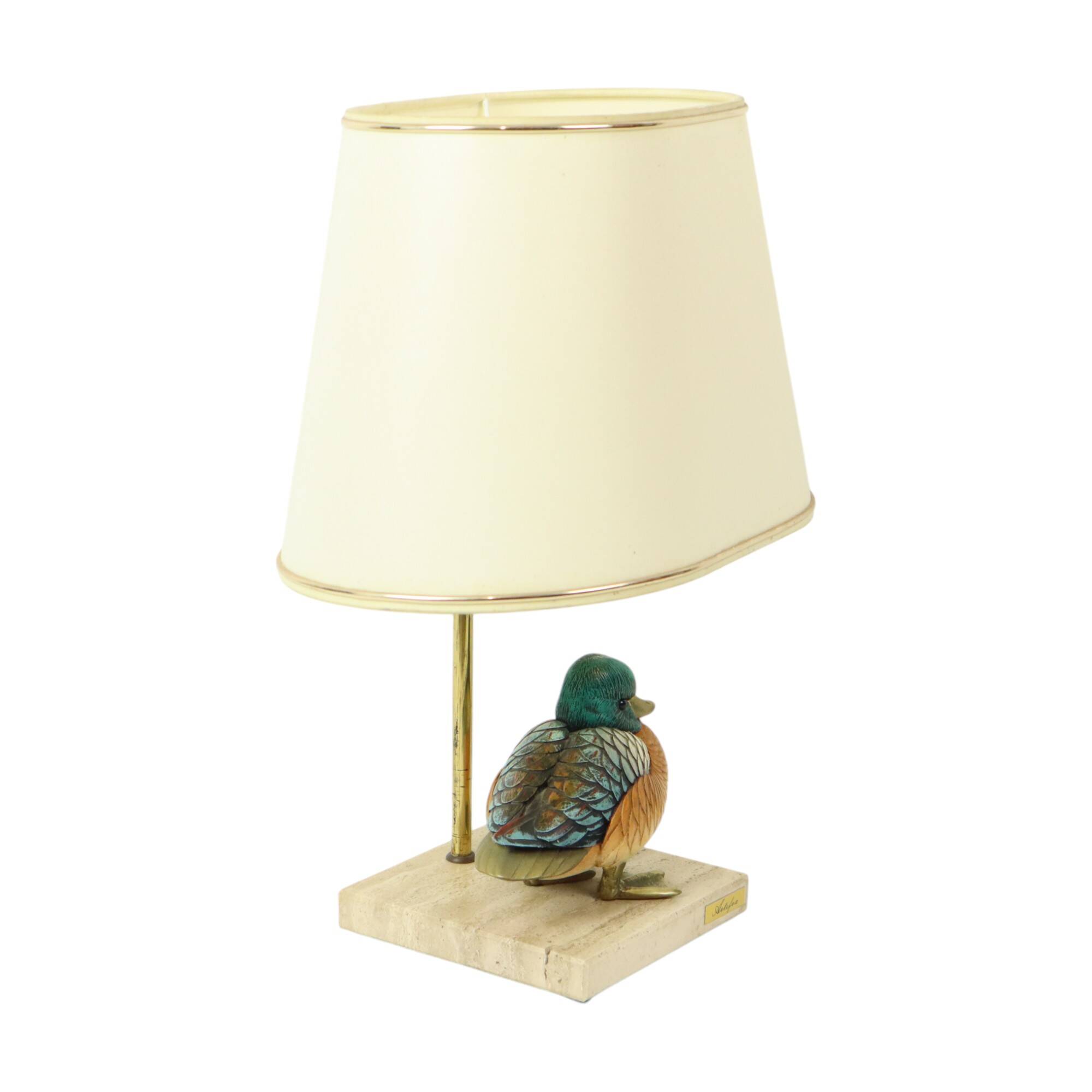Artiflex Duck Lamp Design Brass Resin Travertine Malevolti
