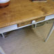 Old desk table in oak tapered white patinated feet