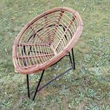 Pair of mid century bamboo and iron pod chairs, 1960s